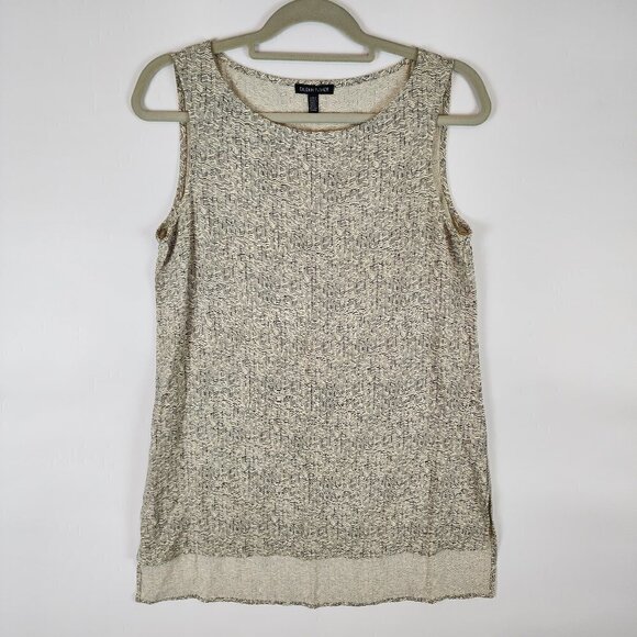 Eileen Fisher Women's Sleeveless‎ Tunic Top Black Cream Chevron Tencel Rayon XS - Picture 3 of 11